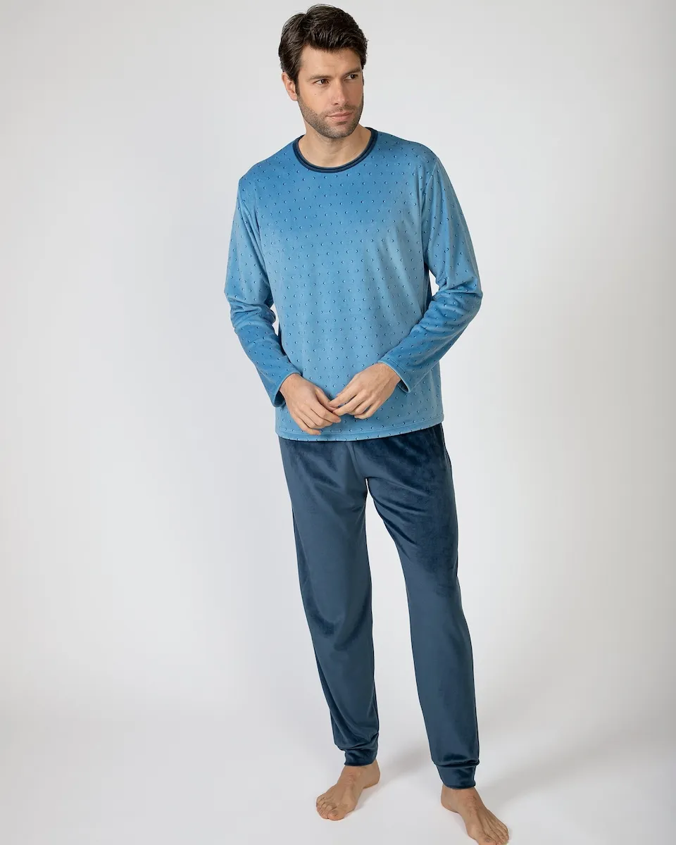 

Мужская длинная пижама из микрополяра Massana, небесно-голубой