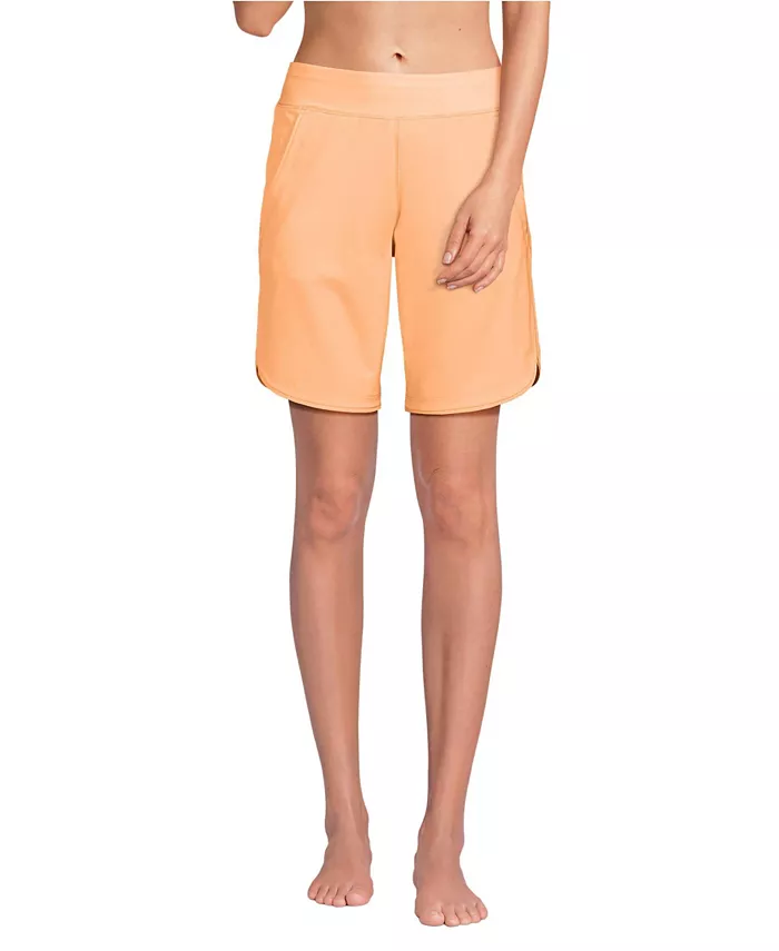 

Женские шорты для плавания с защитой от солнца UPF 50, 9 дюймов, со встроенными трусиками Lands' End, оранжевый