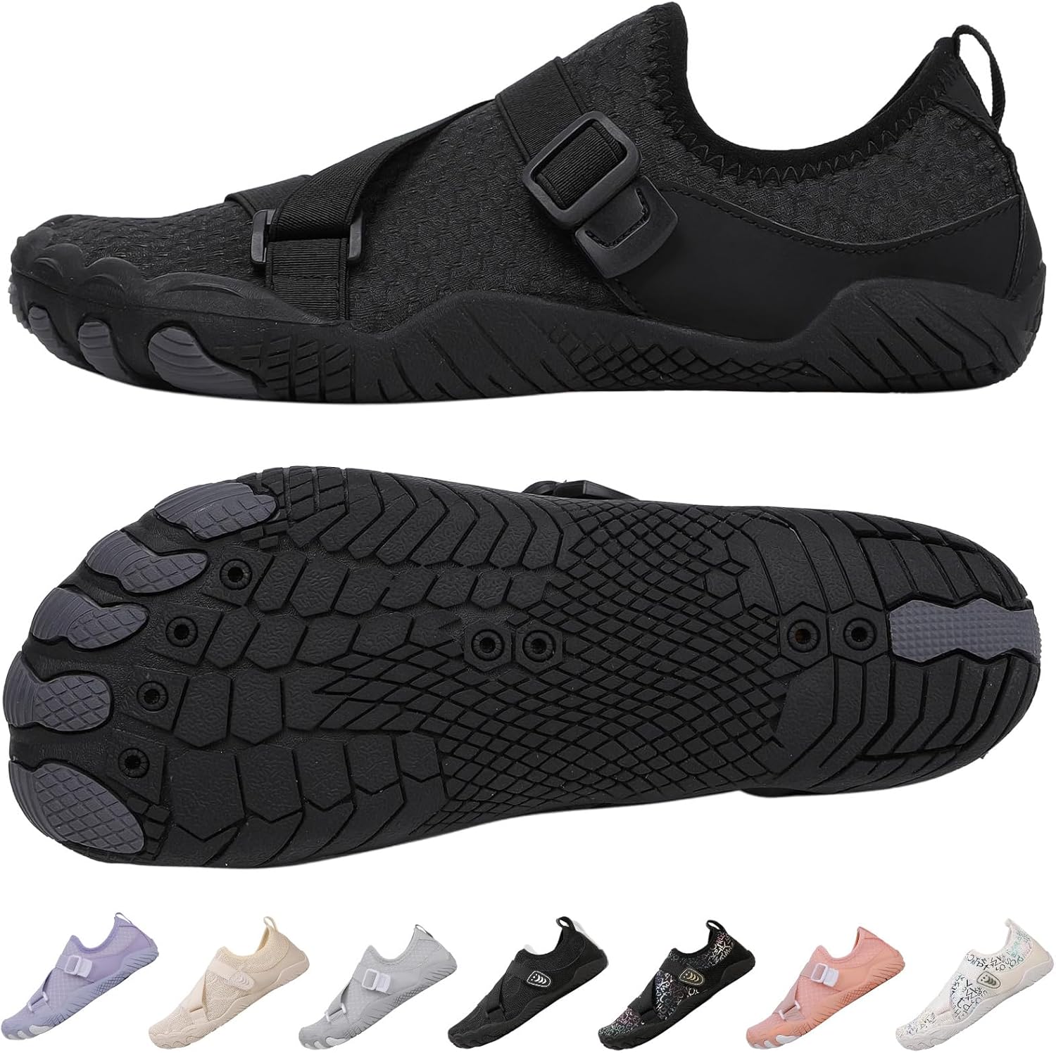 

Сандалии Kiyenus с широким носком для ходьбы для мужчин и женщин, нескользящие кроссовки для водных видов спорта, обувь для пляжа, плавания и бассейна, черный