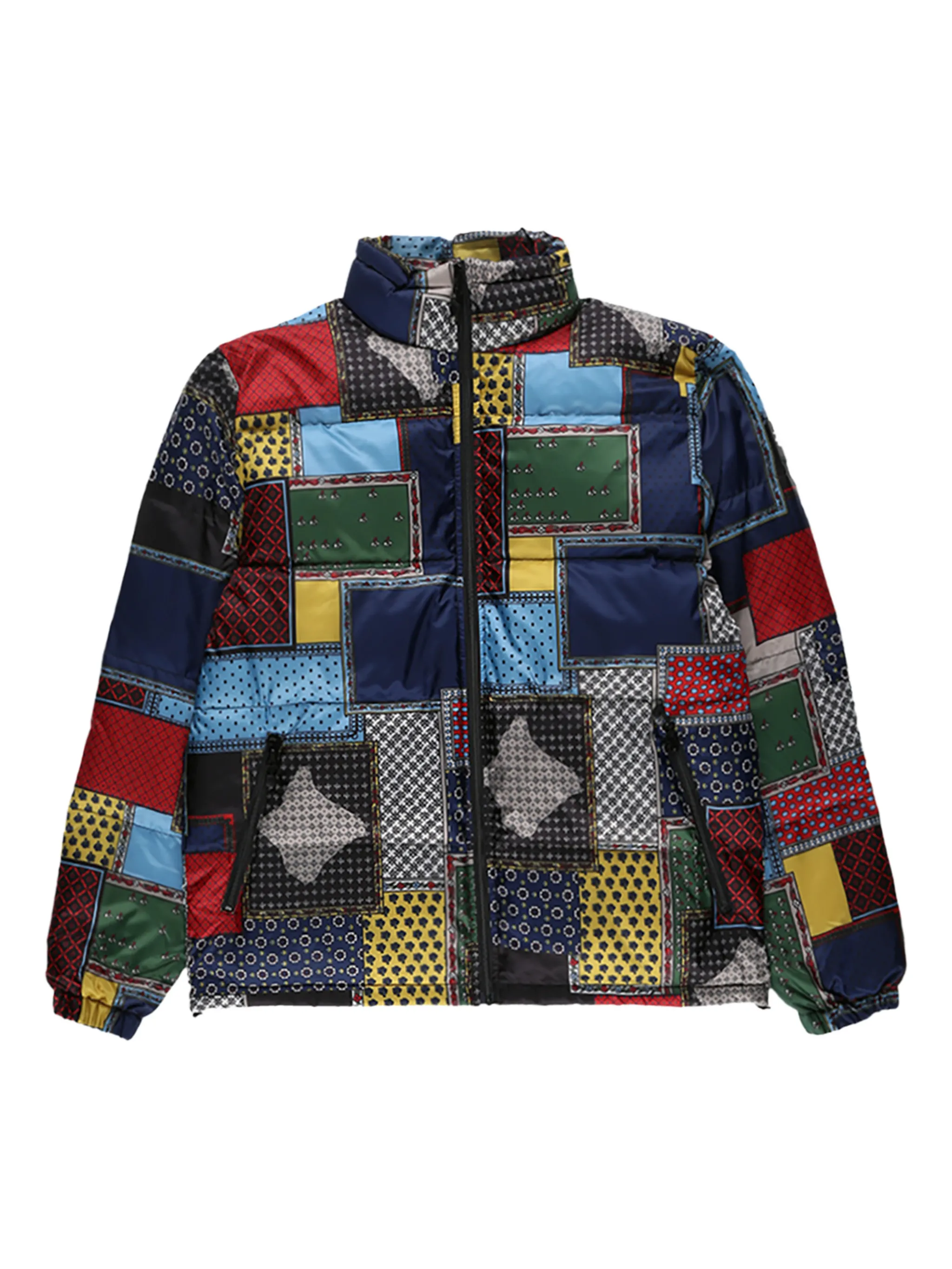 Пуховик в технике пэчворк Stüssy, синий