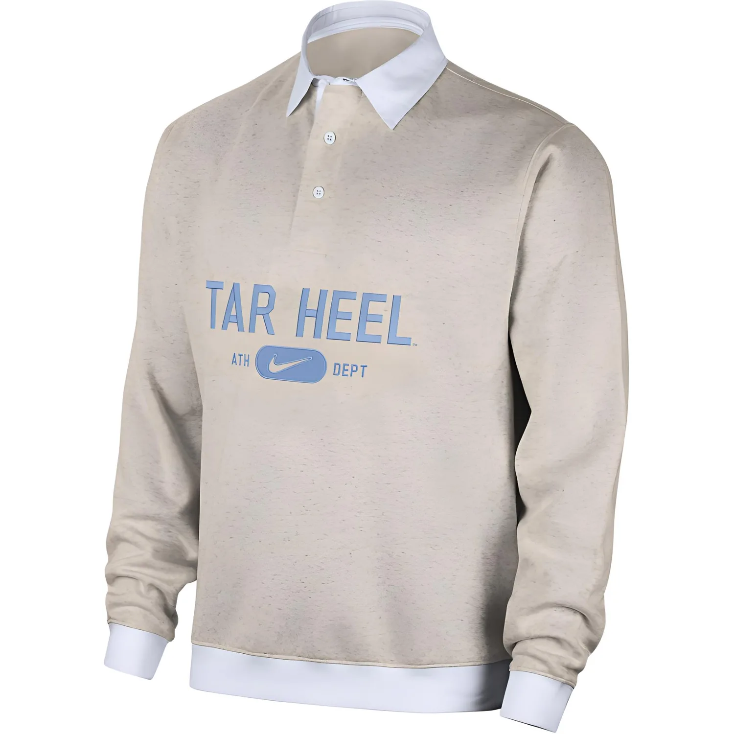 Футболка-поло с длинным рукавом Unc Club Fleece мужская Nike, Birch Wood/Heather/White/Courage Blue