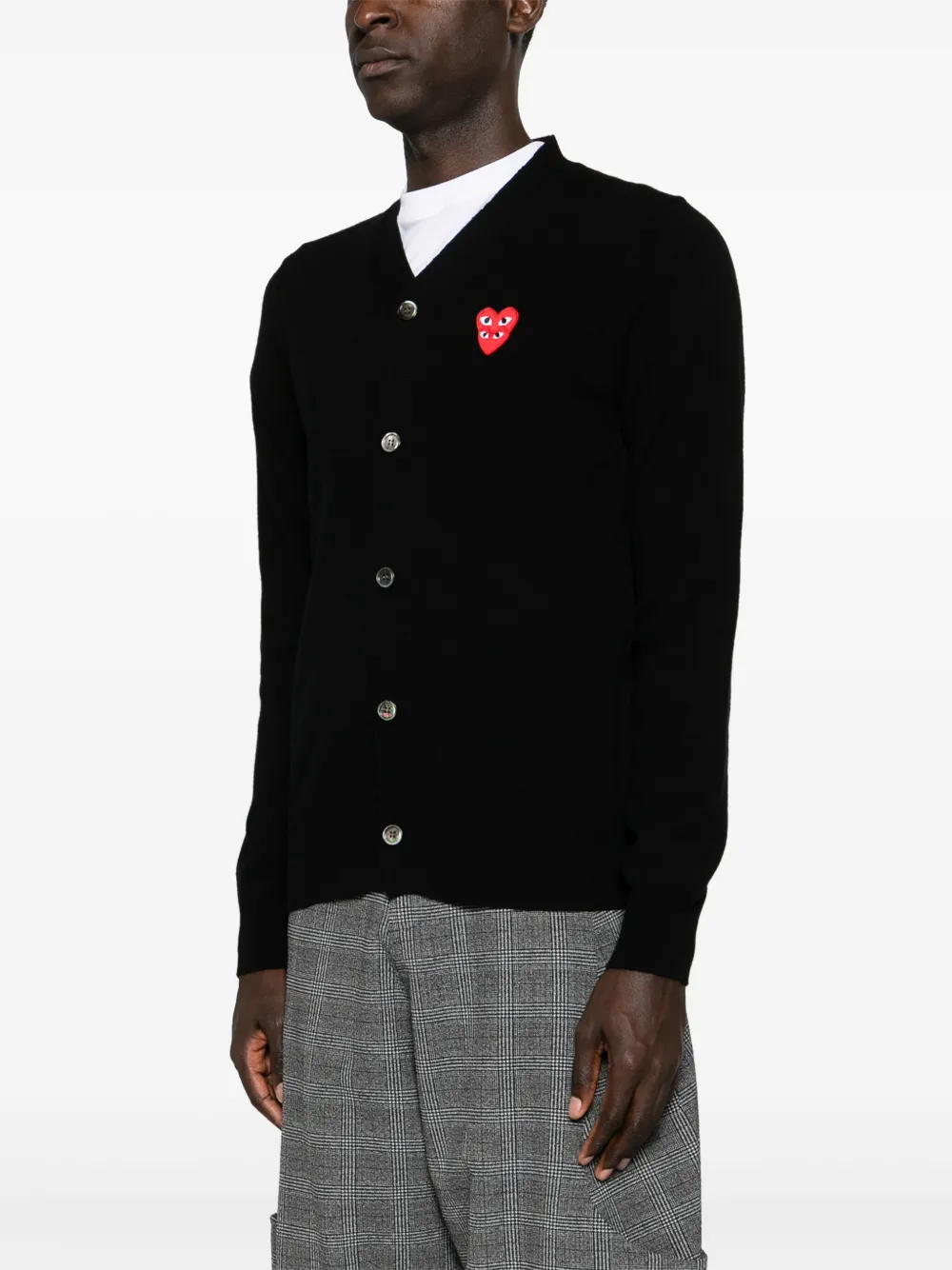 Шерстяной кардиган с нашивкой Comme Des Garçons Play, черный — фото 4