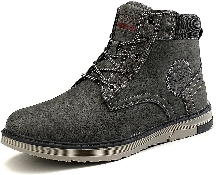 

Мужские зимние снегоступы, толстые теплые ботинки до щиколотки для ходьбы по снегу, с шерстяной подкладкой, противоскользящие, для холодной погоды (серые, 42 EU) Generic