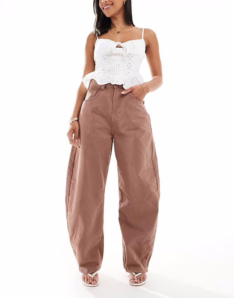 

Джинсы-бочонки с высокой талией ASOS DESIGN цвета мокко