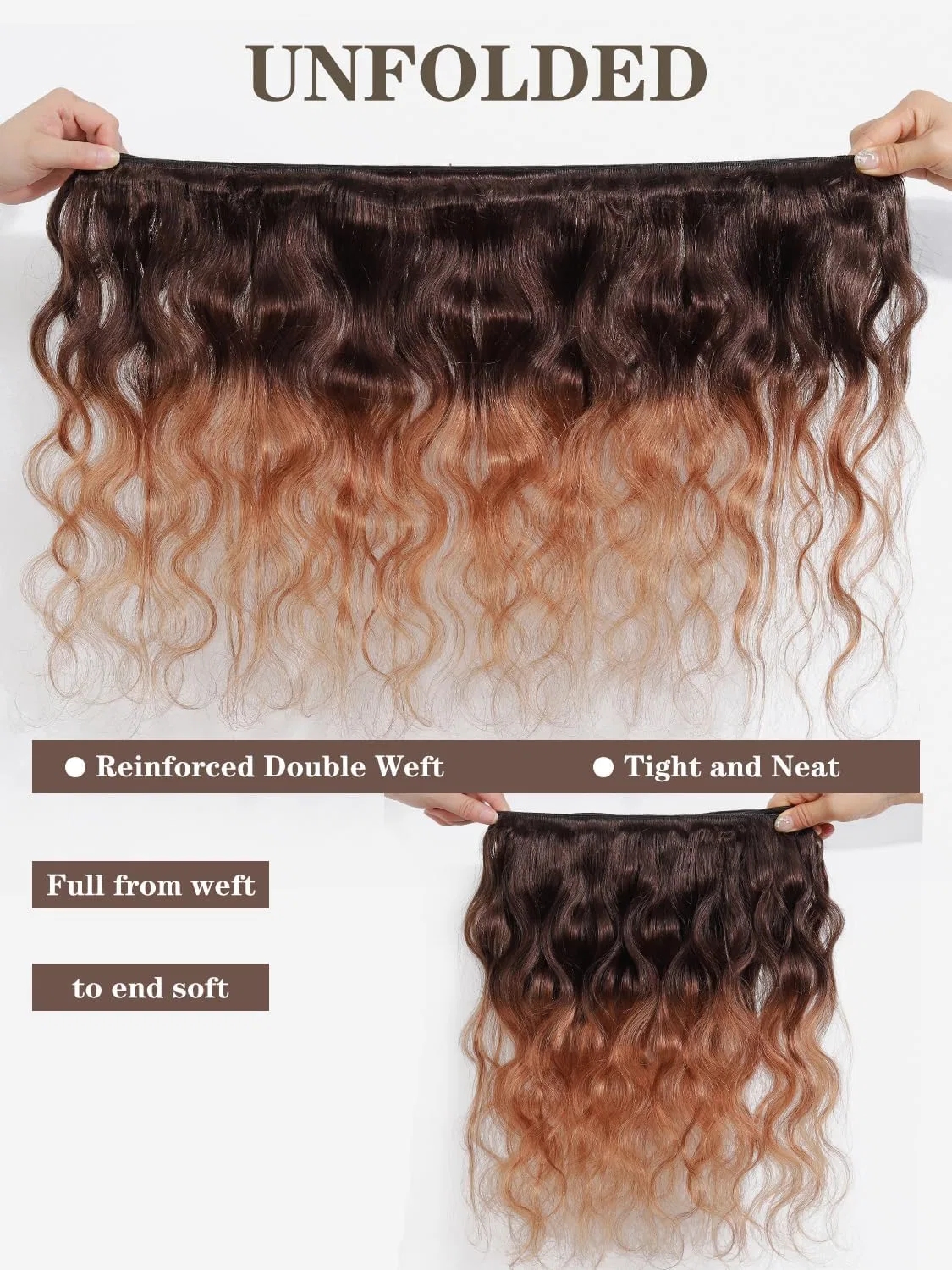 Наращивание волос Ombre Brazilian Body Wave 4 пучка Elee'S Hair, 4 Bundles — фото 3