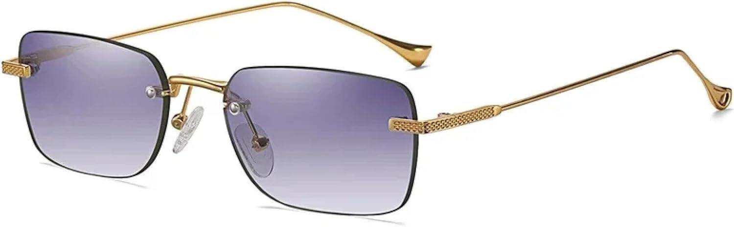 

Солнцезащитные очки с защитой UV400 | Без оправы, маленькие, прозрачные, с градиентным переходом | Для женщин и мужчин, для занятий спортом на открытом воздухе и вождения DSVIGF, Gold Grey
