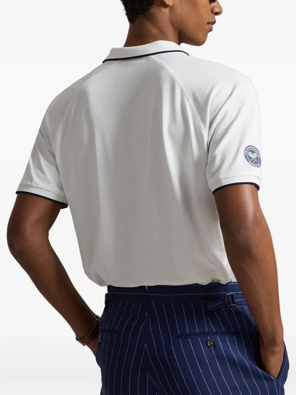 Поло-Рубашка с полосатой отделкой и рукавами реглан, Уимблдон Polo Ralph Lauren, белый — фото 3