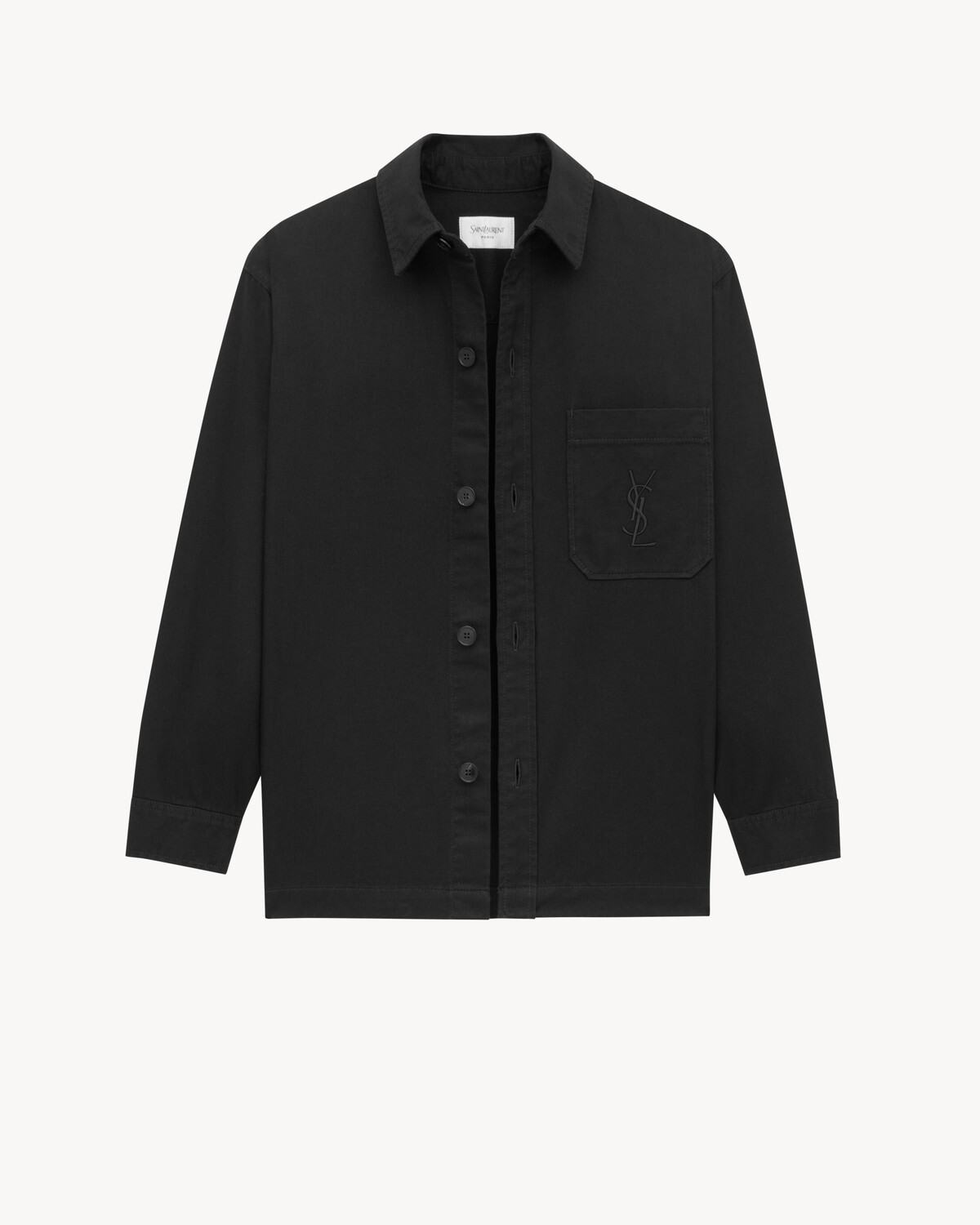 Рубашка-куртка CASSANDRE из хлопково-льняной габардины Saint Laurent, черный — фото 3