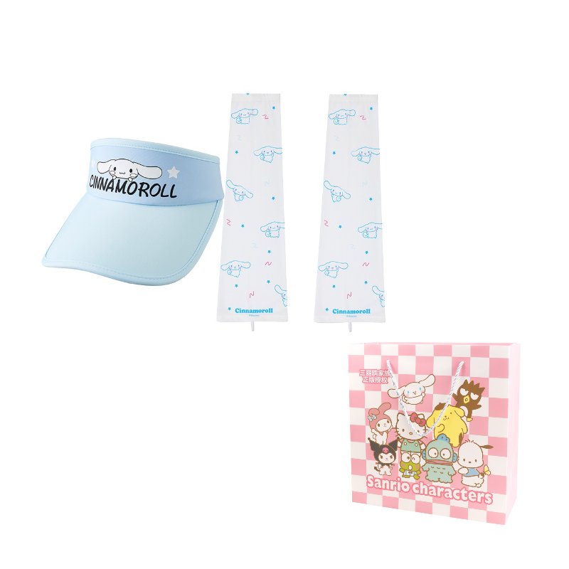 

Sanrio Югей Собака Полиамидная Шляпа от солнца Унисекс, Cinnamoroll Visor Sun Protection Hat+Cooling Arm Sleeves