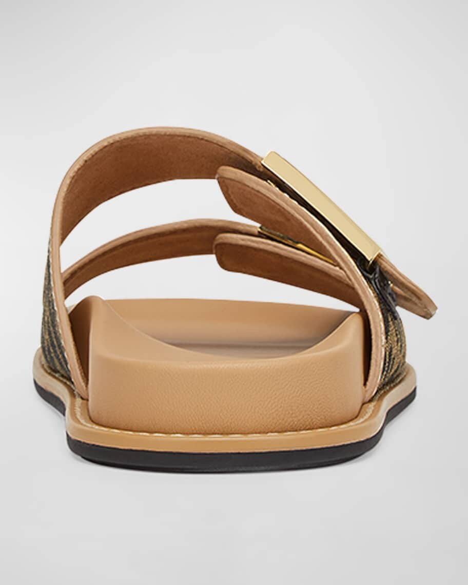 Жаккардовые шлепанцы с двойной пряжкой FF Fendi — фото 3