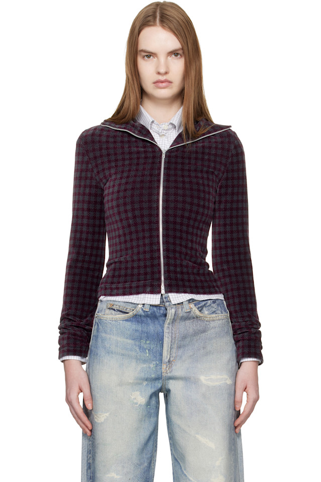 

Our Legacy Бордовая приталенная куртка с длинными рукавами на молнии