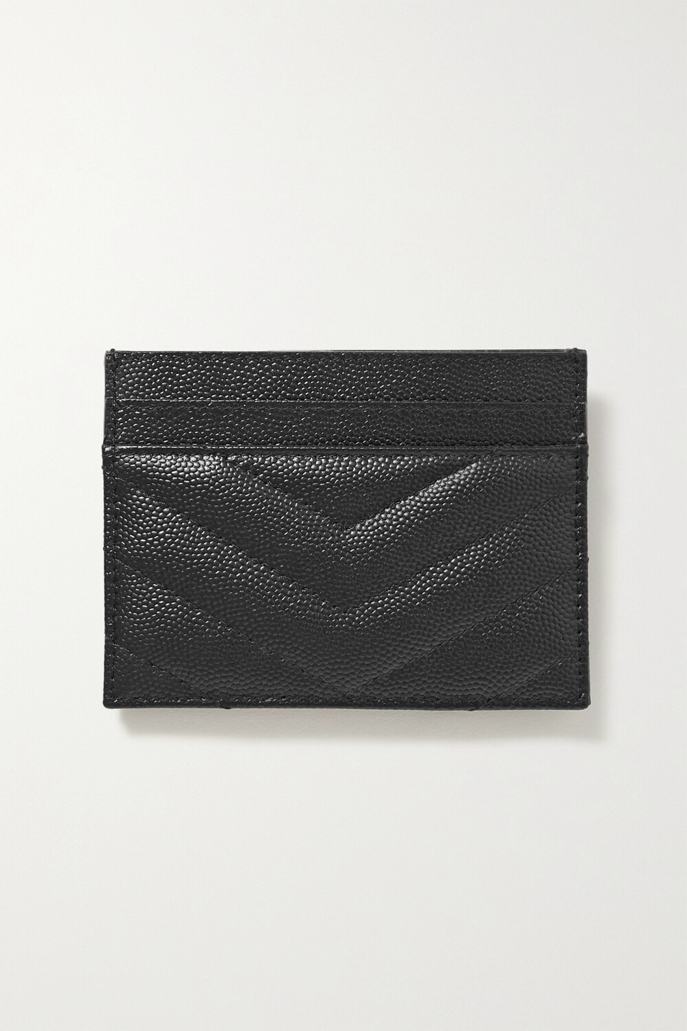 

SAINT LAURENT стеганый картхолдер из фактурной кожи с монограммой, черный
