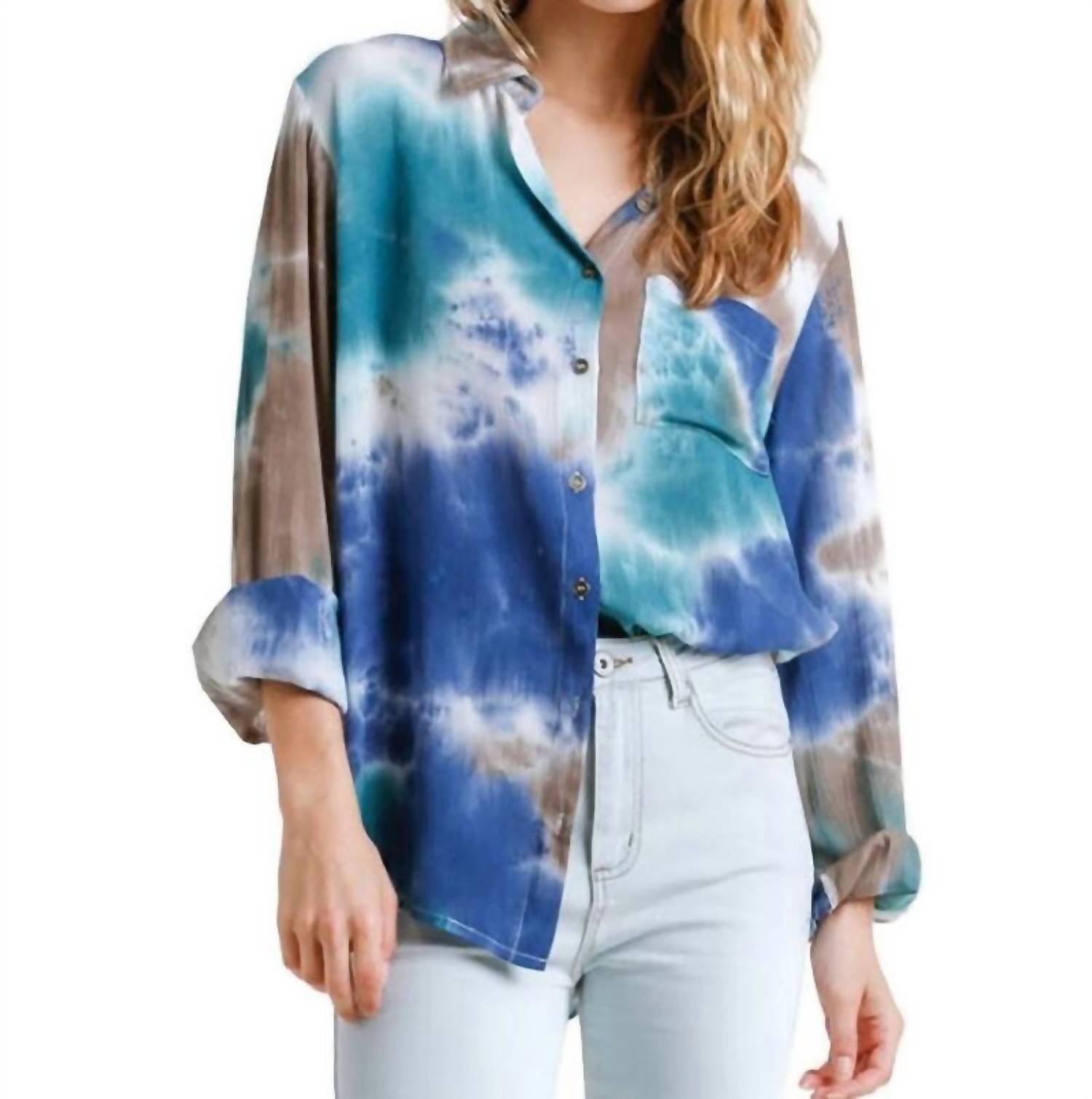 

Блузка Hidden Gem Tie Dye зеленого/коричневого цвета umgee