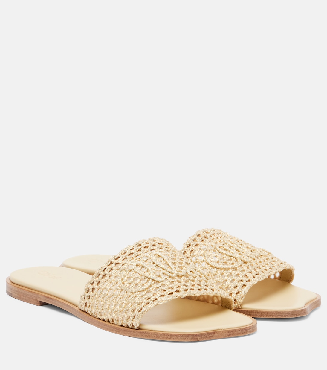 Сланцы с вышитым логотипом Soleil Chloé, Natural Brown