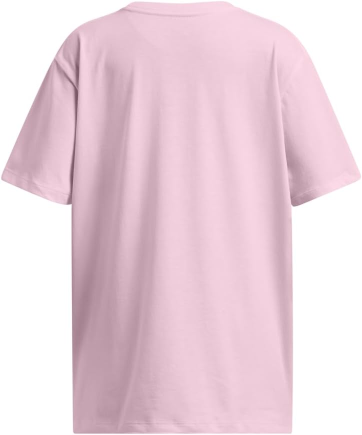 Футболка свободного кроя с коротким рукавом для девочек от Under Armour Campus, (913) Pink Foam/White — фото 2