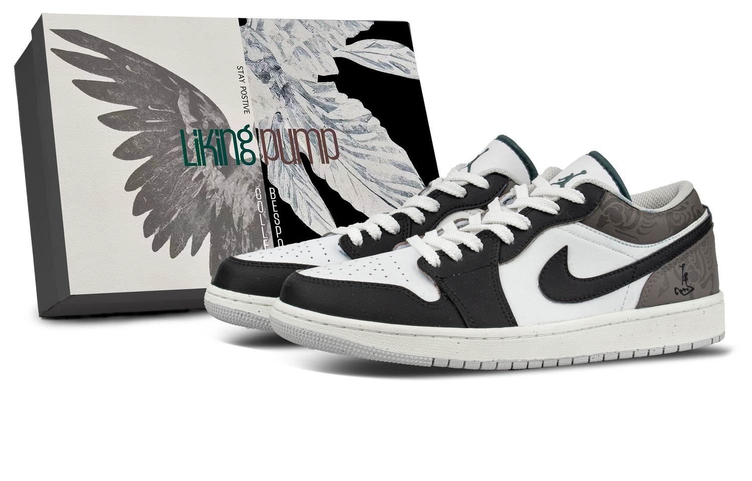 

Jordan Air 1 Coverage Low top Vintage Basketball Shoes Unisex Black Brown