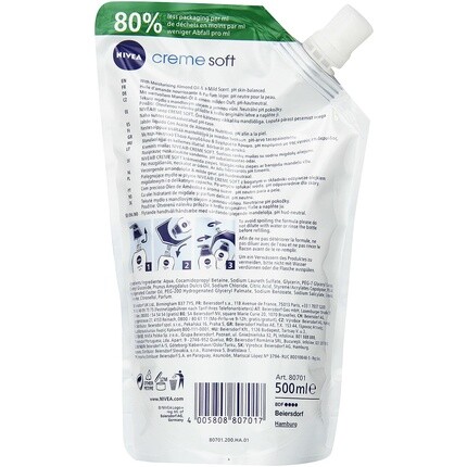 Пакетик для смены жидкого кремового мыла Creme Soft, 500 мл, Nivea — фото 3