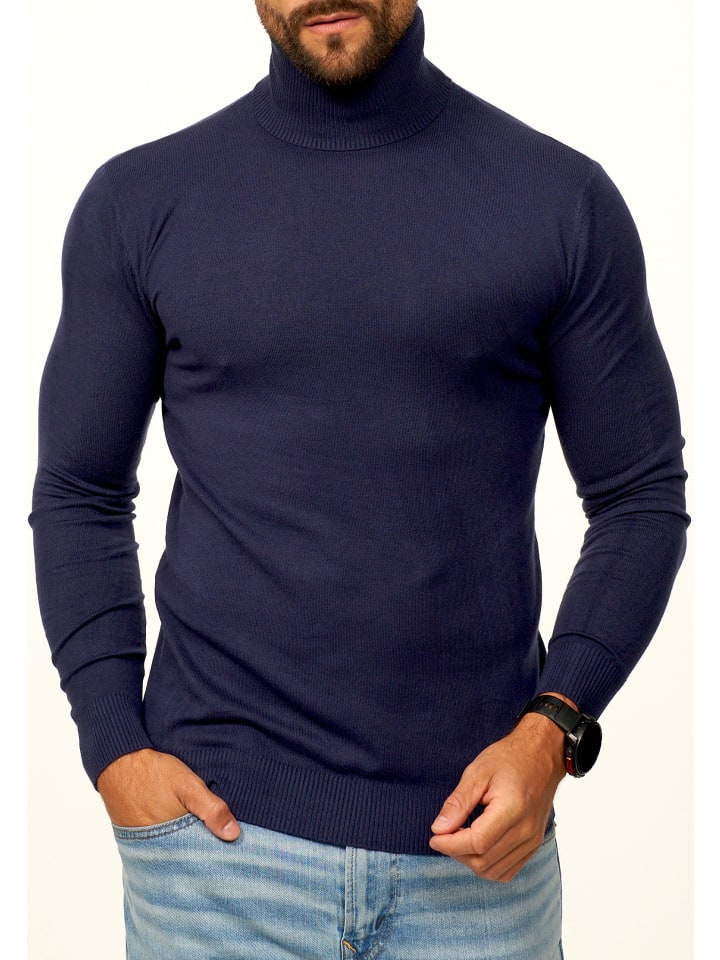 

Водолазка - тонкий трикотажный свитер облегающего кроя для мужчин в темно-синем цвете. DAILY COTTON