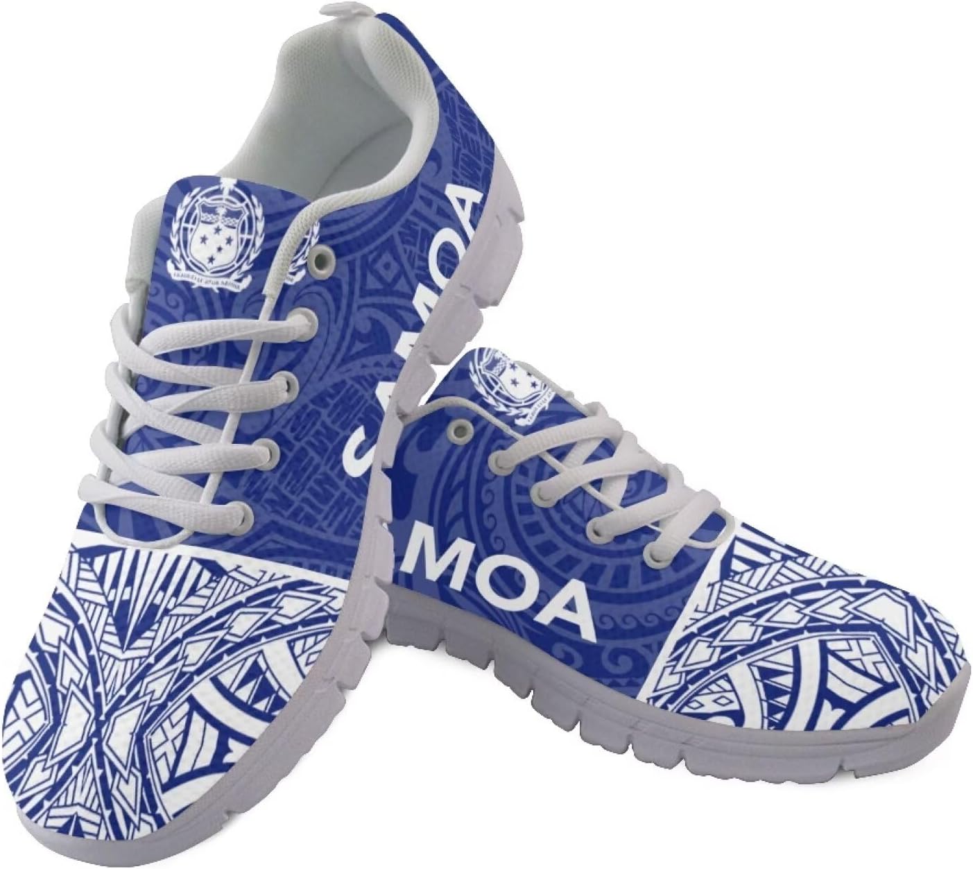 

Кроссовки для ходьбы и бега AmzPrint с гавайским полинезийским племенным принтом, для мужчин, синий