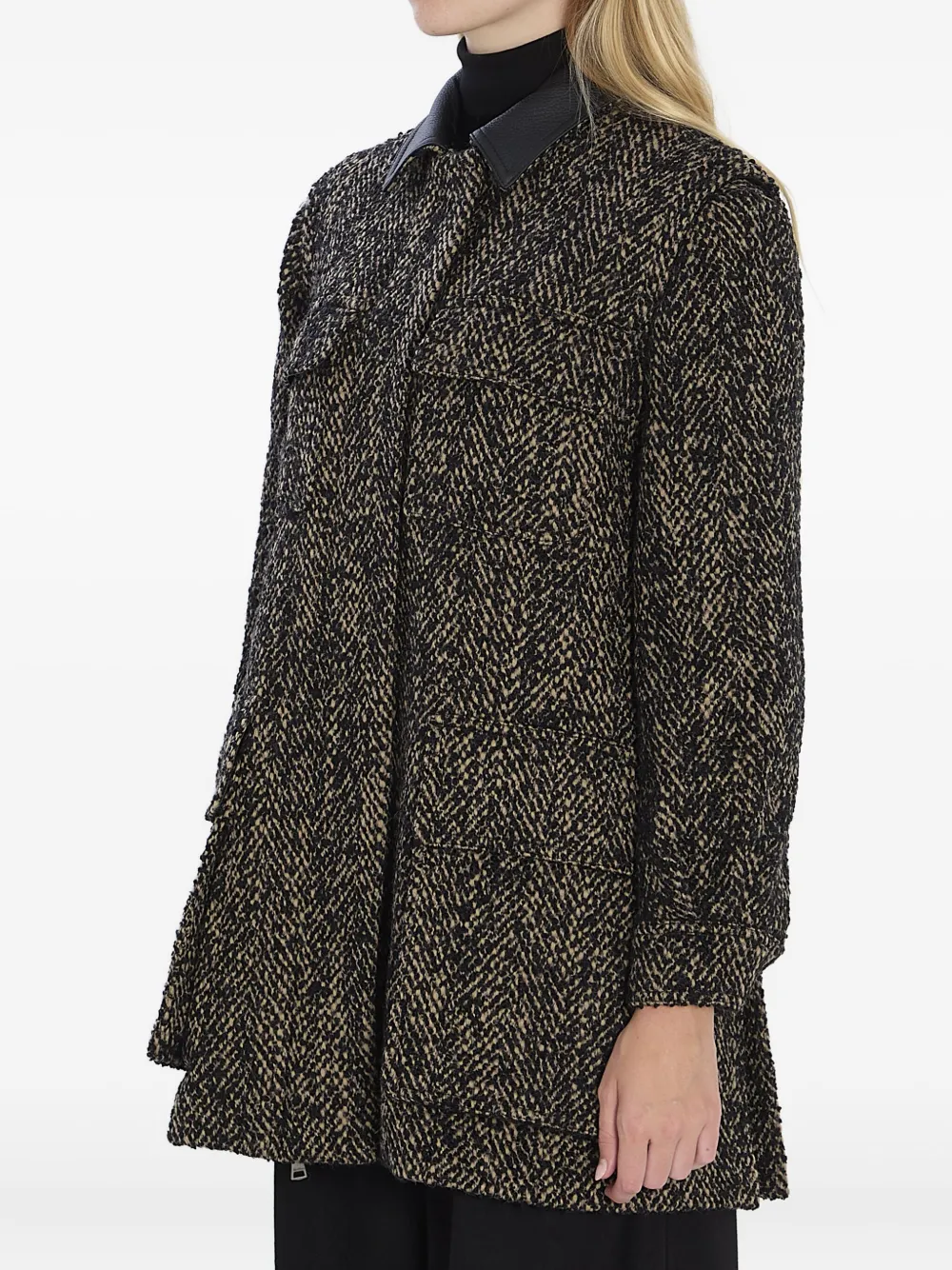 Куртка Angio с елочкой и кожаным воротником Max Mara, коричневый — фото 2