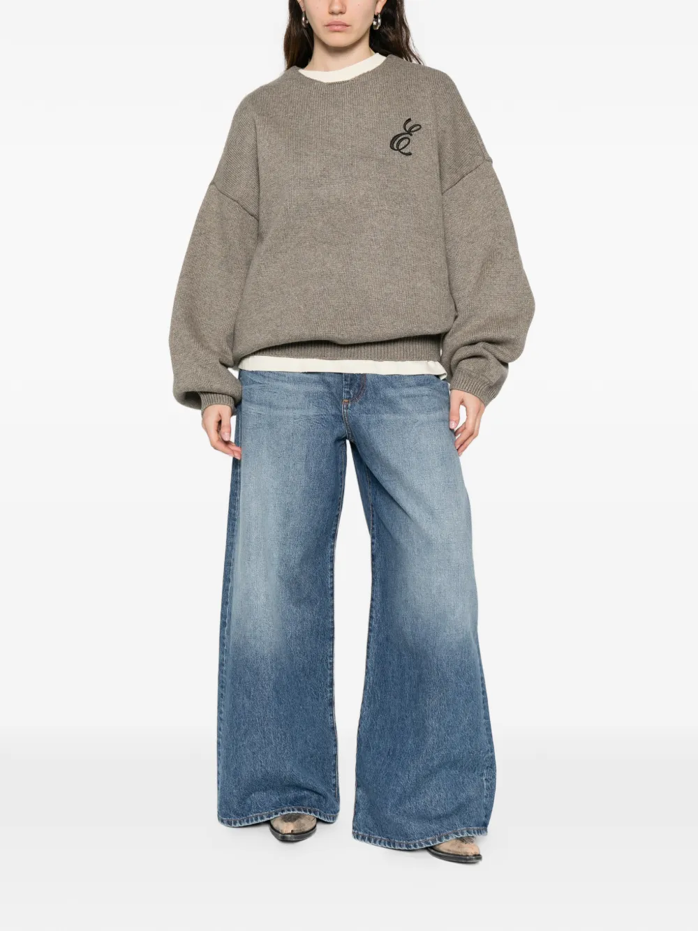 Вышитый свитер FEAR OF GOD ESSENTIALS, бежевый — фото 3