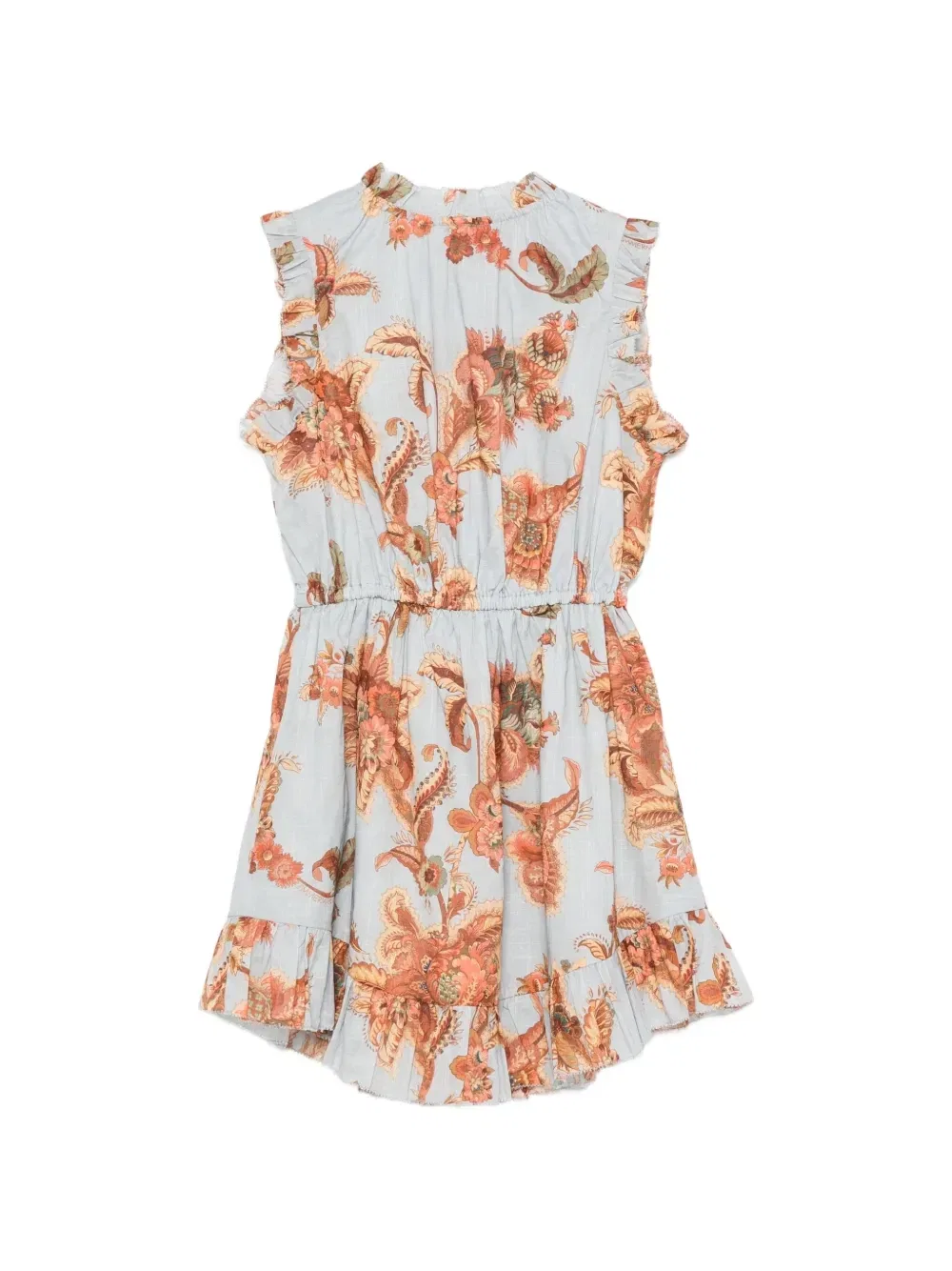 Платье Aster с цветочным принтом и оборками Zimmermann Kids, синий — фото 2
