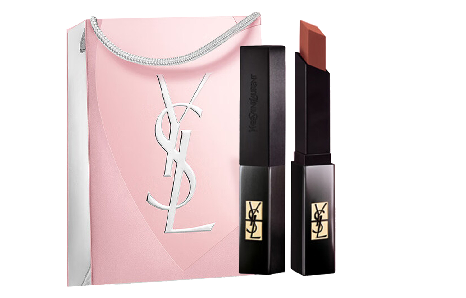 SAINT LAURENT Ограниченная серия 520 матовые жидкие помады Small Black Stripes тонкий тюбик легко наносится — фото 2