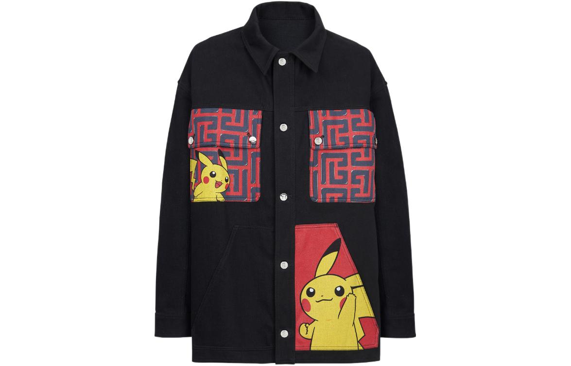 

Куртка джинсовая с принтом Pokemon BALMAIN, черная