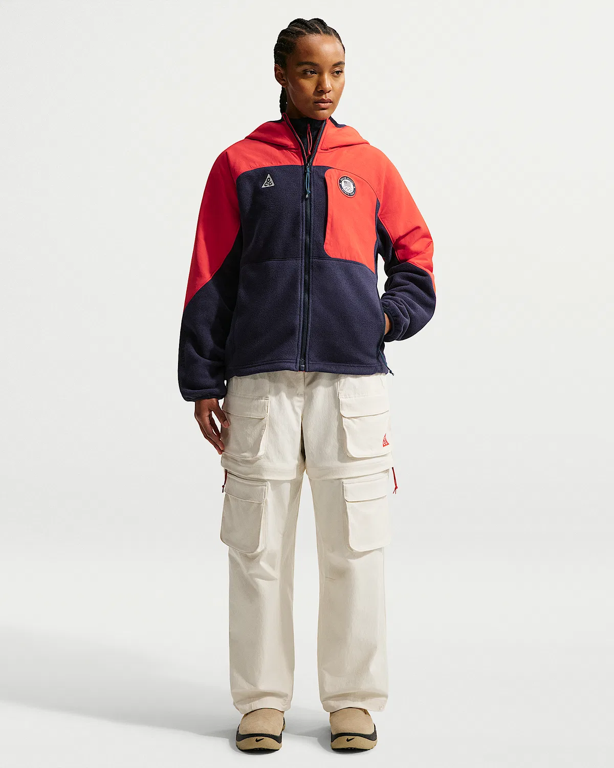 Женская куртка на молнии Nike ACG x United States Olympic Team, Obsidian/Chile Red/Obsidian/Summit White — фото 4