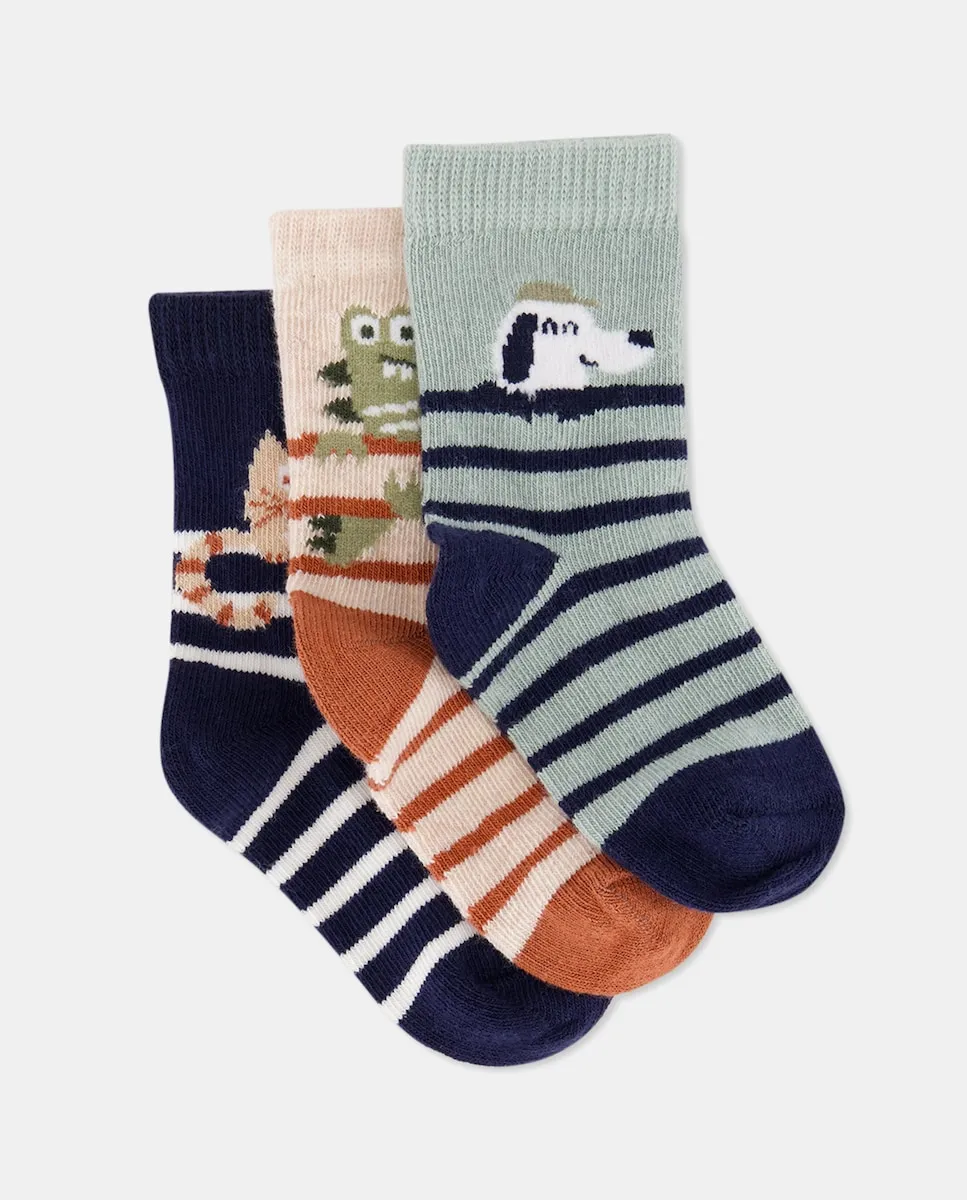 

Набор из 3 пар носков с детским фантазийным рисунком для девочки Cotton Juice, мультиколор