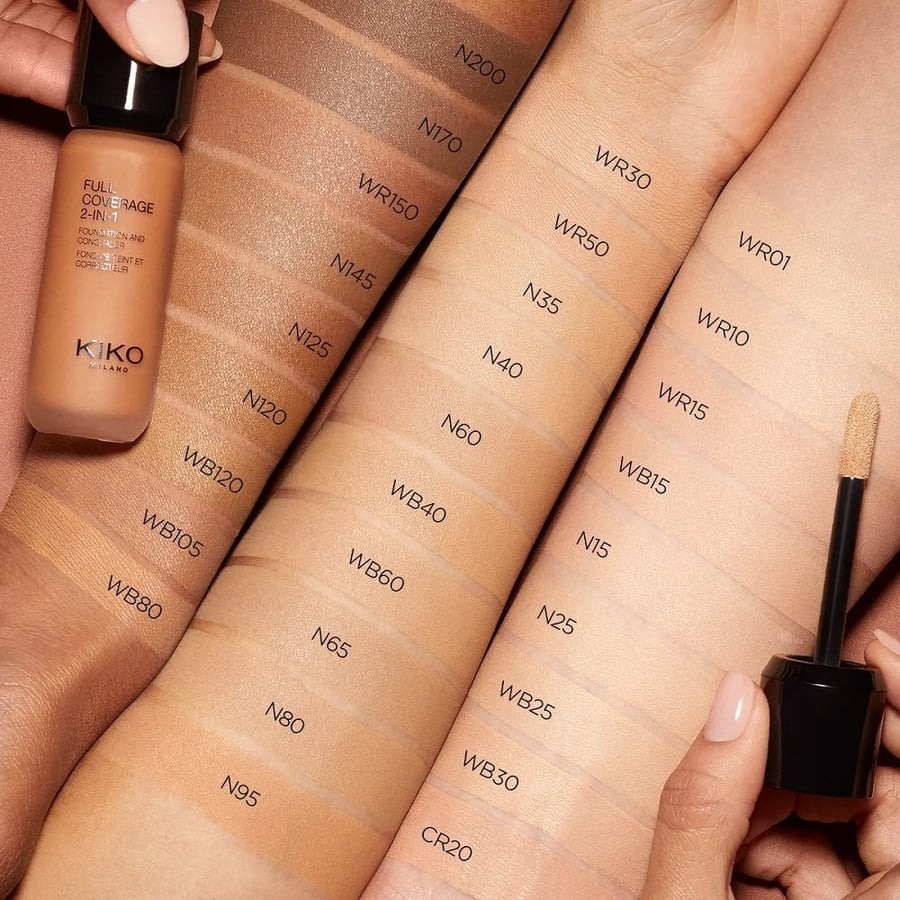 KIKO Milano, Full Coverage 2-In-1 Foundation & Concealer полное покрытие тональная основа и консилер 2 в 1, N65 Нейтральный, 25 мл — фото 2
