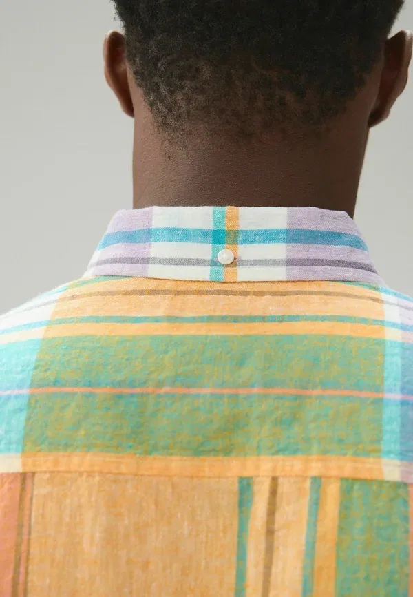 Рубашка Next, Regular fit madras check short sleeve shirt, оранжево-розовый — фото 4
