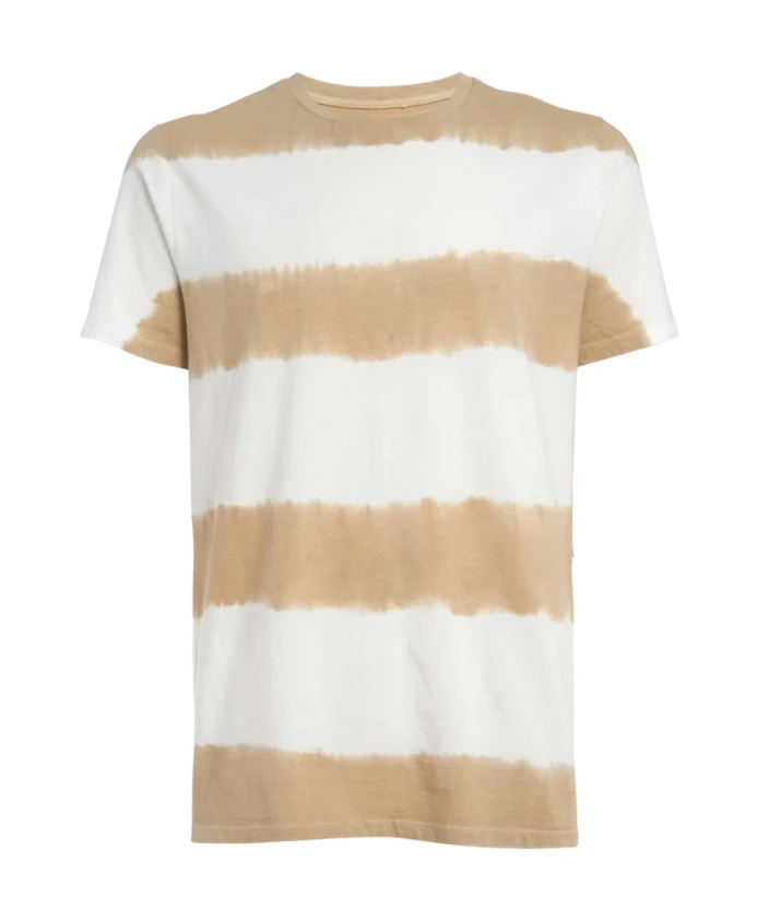 

Бежево-Белая футболка охотника в полоску, с эффектом тай-дай Ser.O.Ya, белый