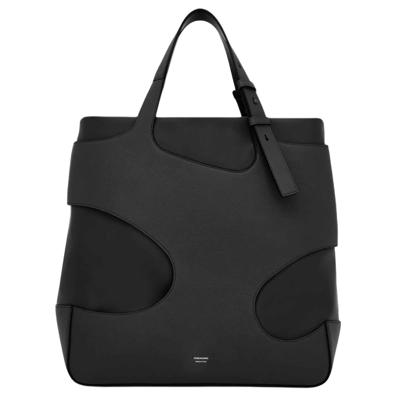 

Ferragamo Сумка-шоппер из коровьей кожи с тканью, шоппинг-сумка, мужская сумка black