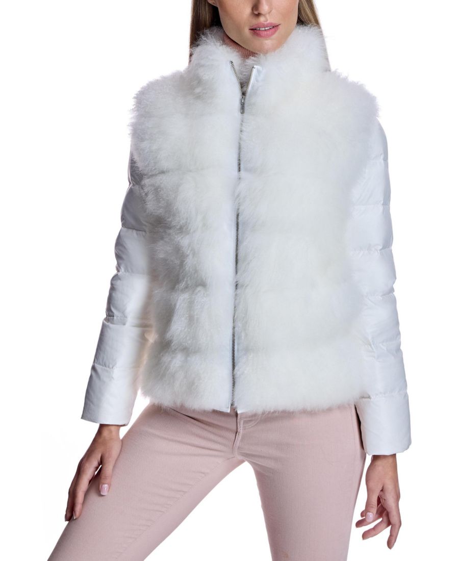 

Женская кашемировая пуховая куртка с отделкой из козьей шерсти Julia & Stella By Maximilian, Off white