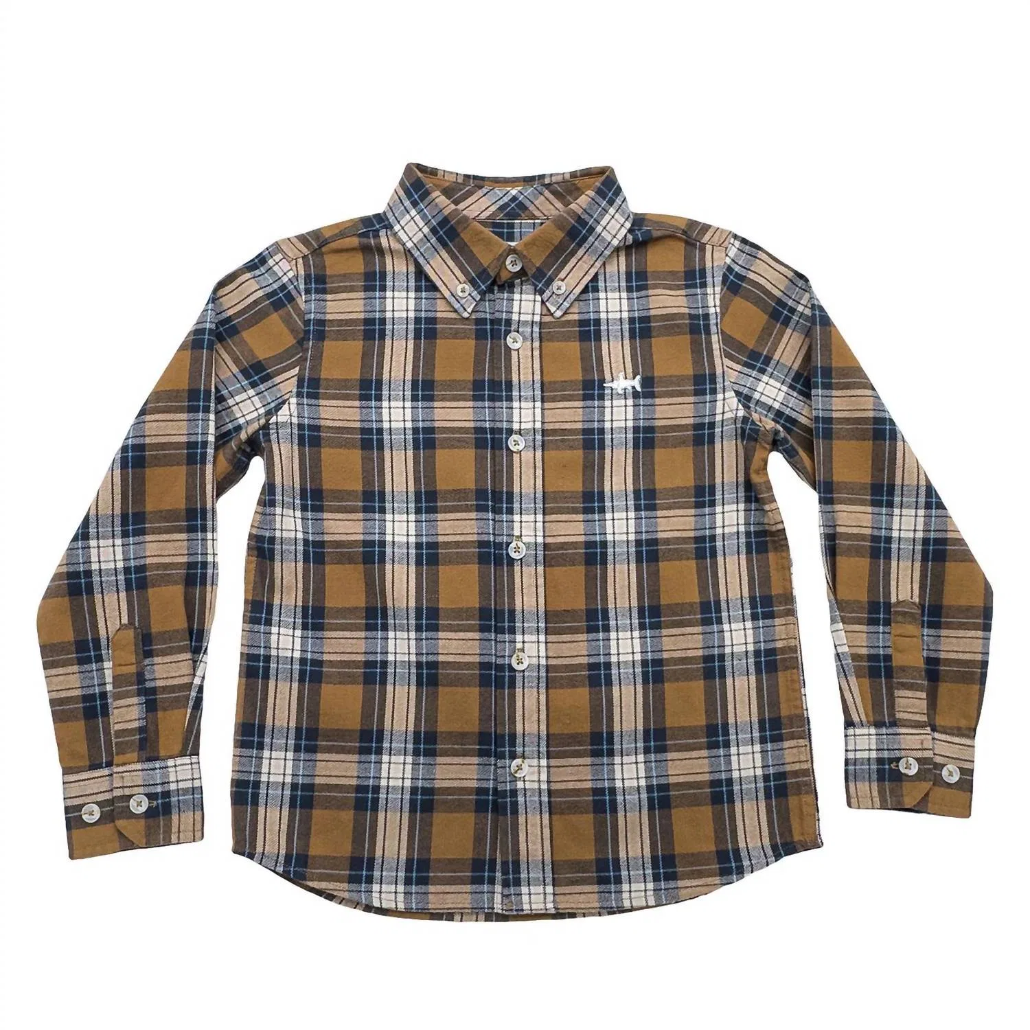 Детская фланелевая рубашка Folly Island в клетку "верблюжий" Saltwater Boys Co, Camel Plaid