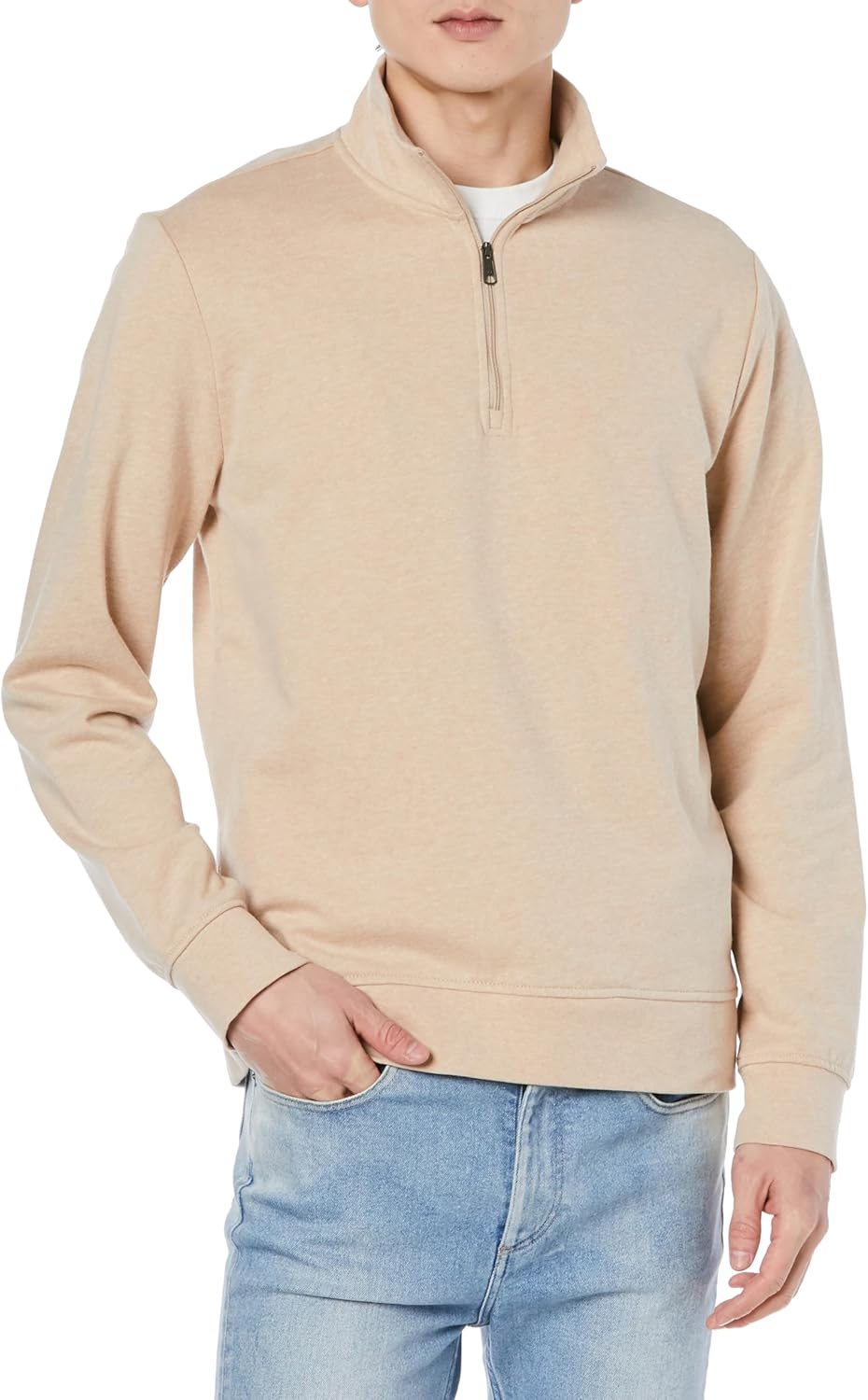 

Мужская легкая толстовка Amazon Essentials с воротником-стойкой и застежкой-молнией до четверти, из французского махрового трикотажа