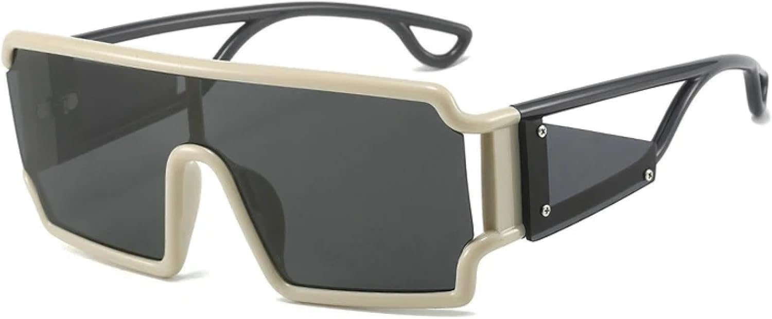 

Модные солнцезащитные очки большого размера с ажурной оправой, цельные, для женщин и мужчин, классические, для активного отдыха, вождения и путешествий, с защитой от УФ-излучения UV400 TKKTLLT, Black Beige Gray