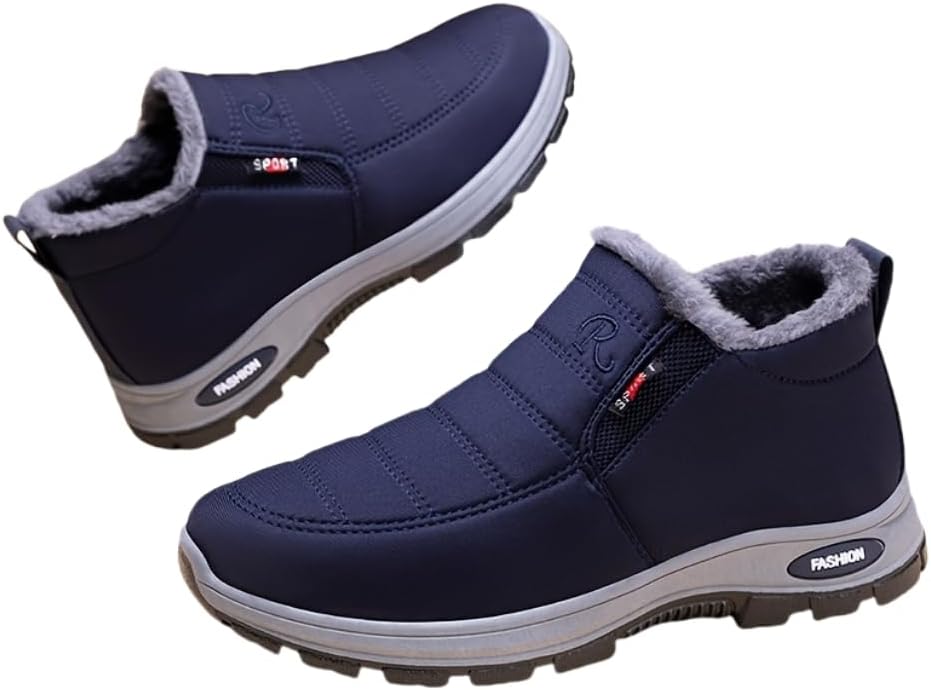 

Мужские уютные зимние ботинки Hhhchpm - ботинки на молнии до щиколотки с толстой мягкой подошвой, теплой флисовой подкладкой для комфорта на улице в любое время года, синий