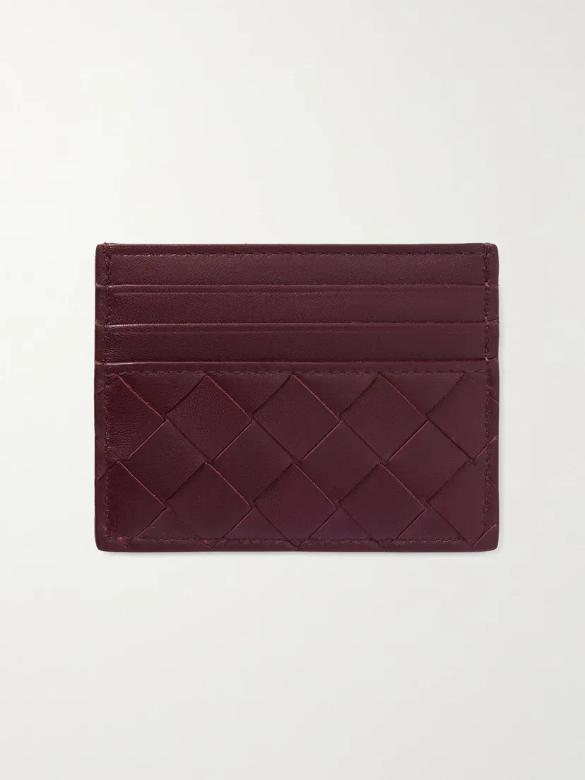 Картхолдер из плетеной кожи Intrecciato BOTTEGA VENETA, золотой