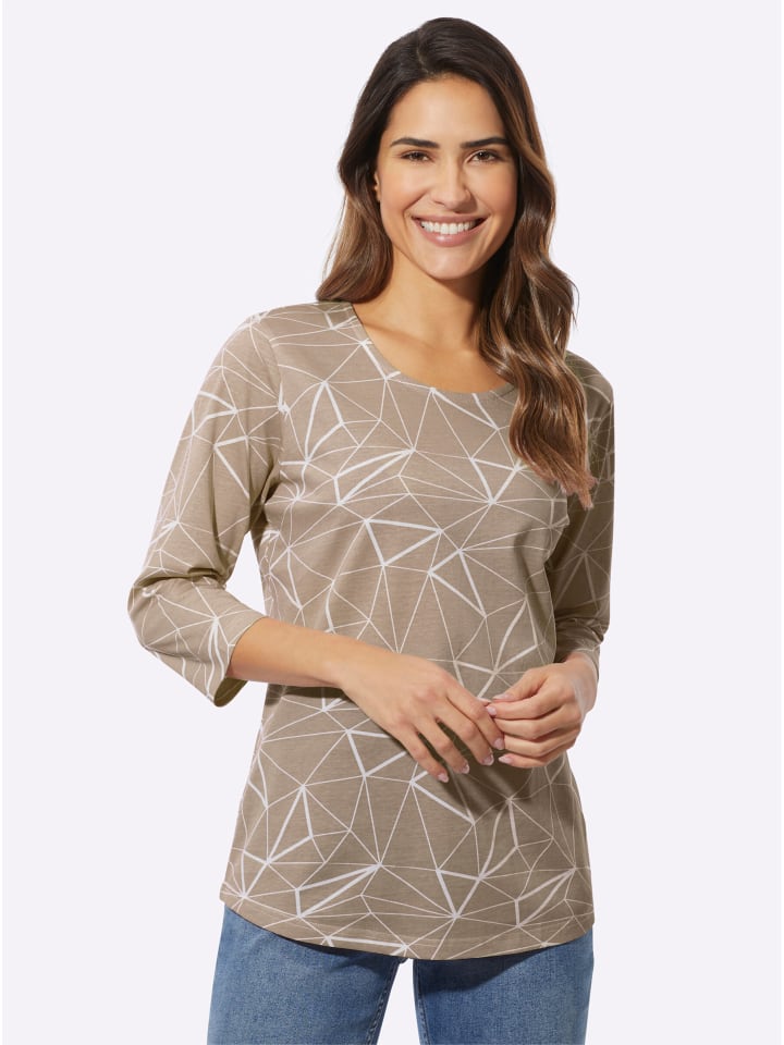 

Рубашка с круглым вырезом и принтом кунжут-экрю Sieh an!