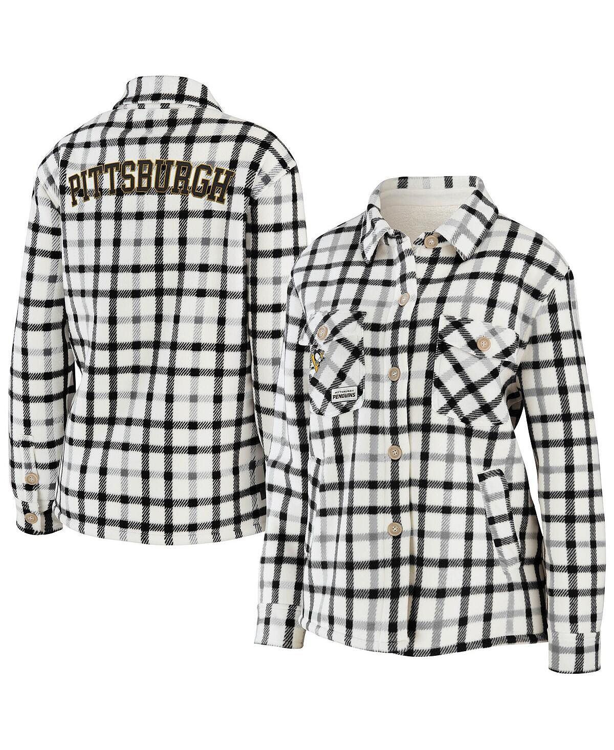

Женская овсяная куртка-рубашка на пуговицах в клетку Pittsburgh Penguins WEAR by Erin Andrews