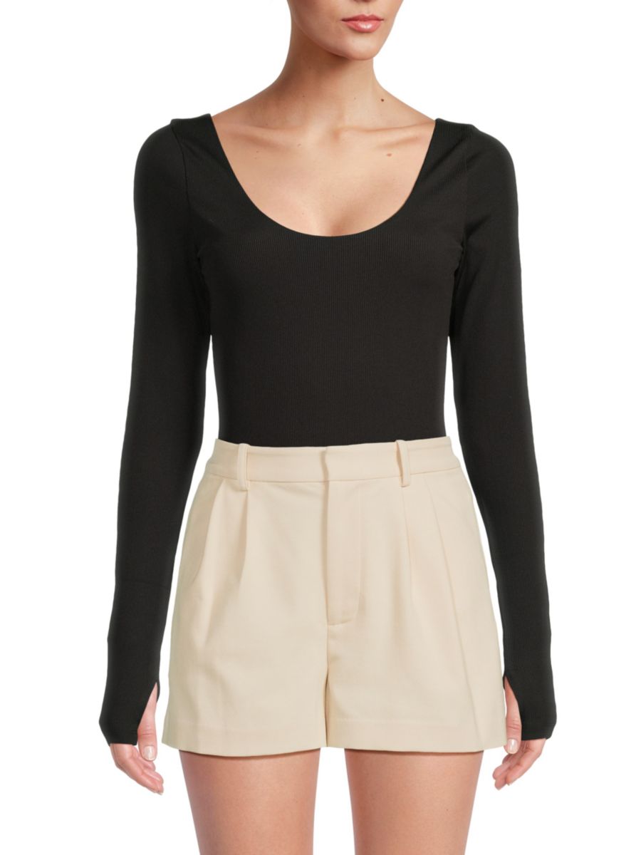 

Боди Rhys Ribbed Alice + Olivia, черный