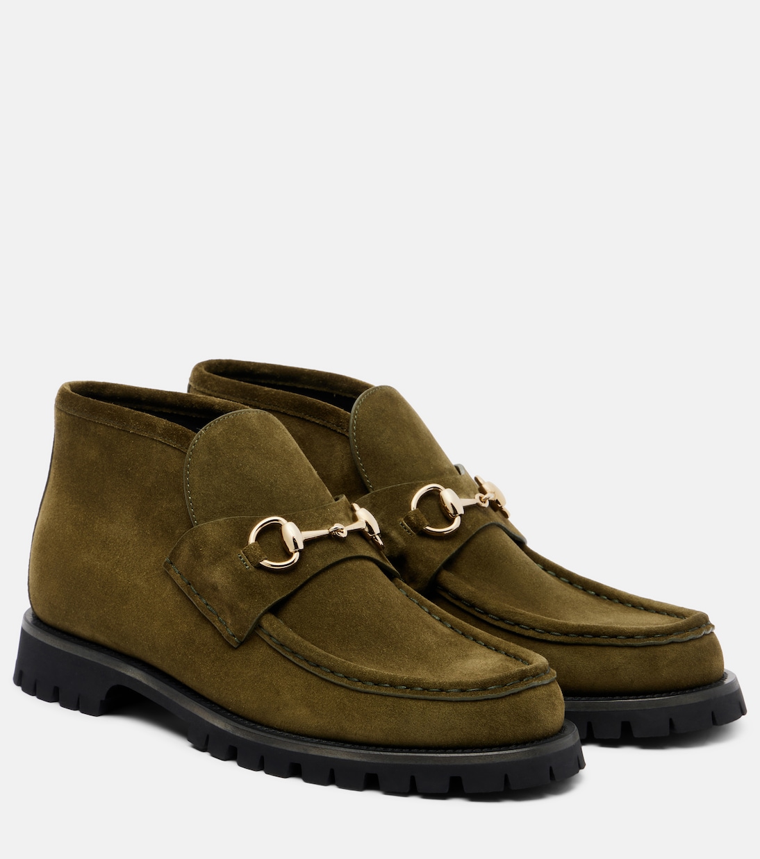 Замшевые ботильоны Horsebit Gucci, Luscious Green