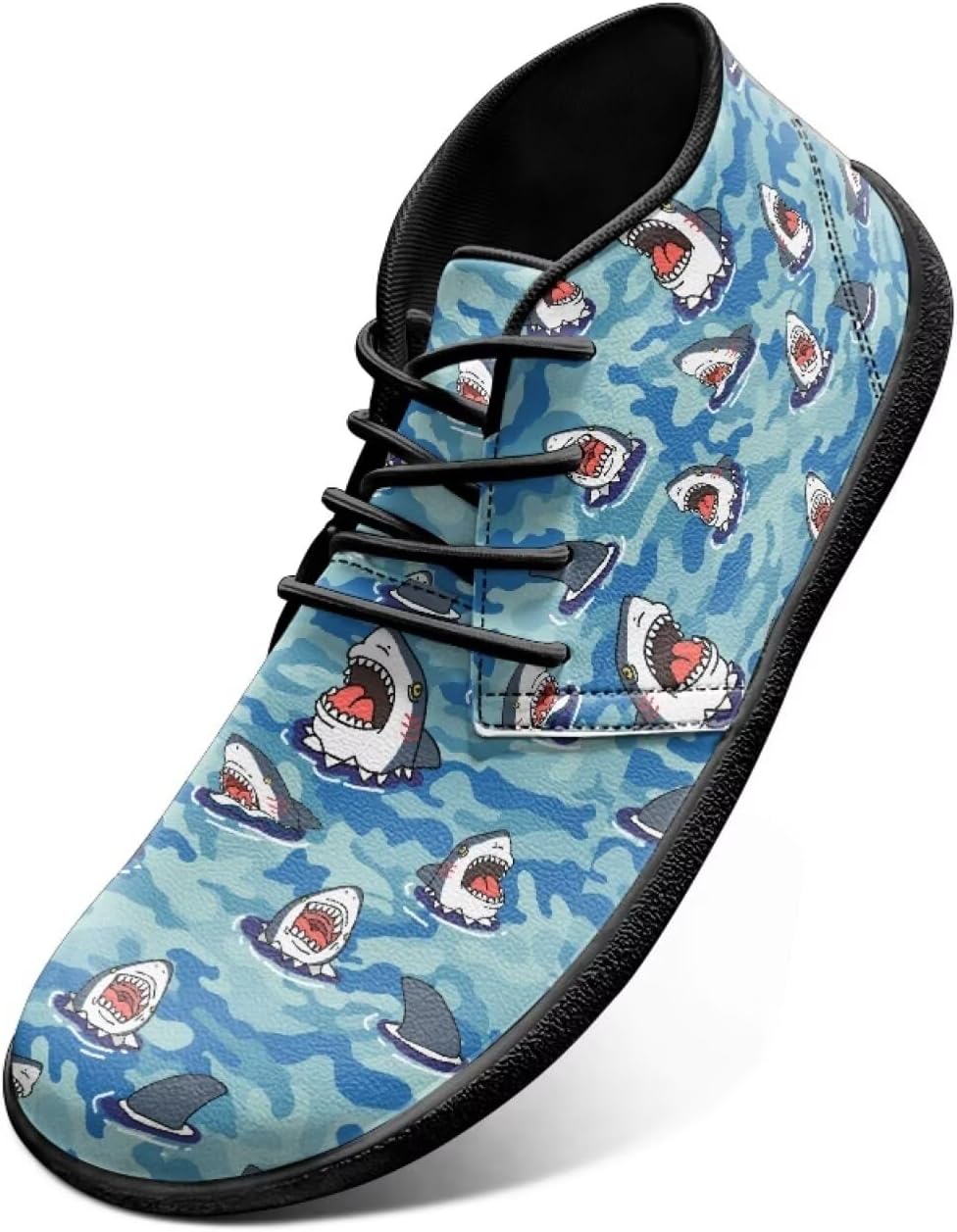 

Кроссовки Sharks Design Zero Drop Barefoot - беговые туфли из ПУ-кожи, обувь с прямым контактом с землей для мужчин Watdotory, Cartoon Shark