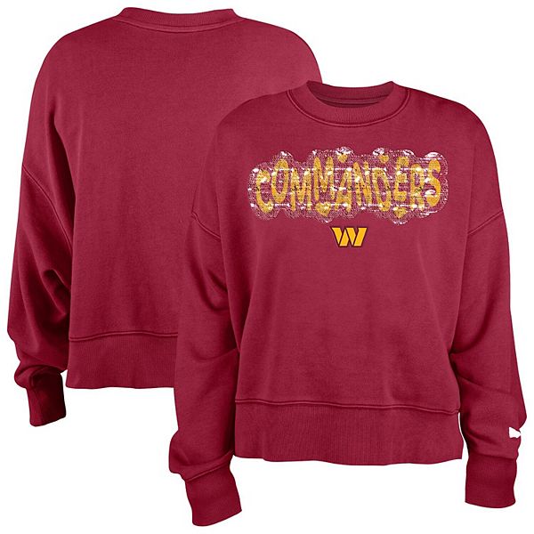 

Детская бургундская флисовая толстовка washington commanders с пайетками New Era