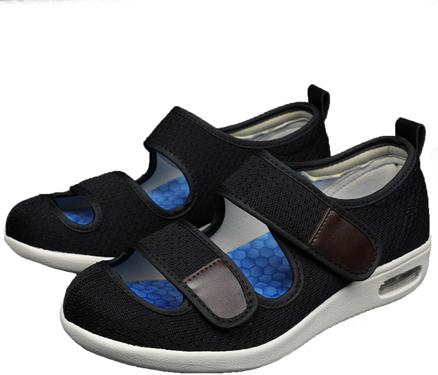 

Мужская обувь bumuam с широкой колодкой и регулируемой застежкой, легкая, обувь для отекших ног с дышащей мемори-пеной, легкие кроссовки для ходьбы для пожилых людей, мужчины 11 / женщины 12, черный