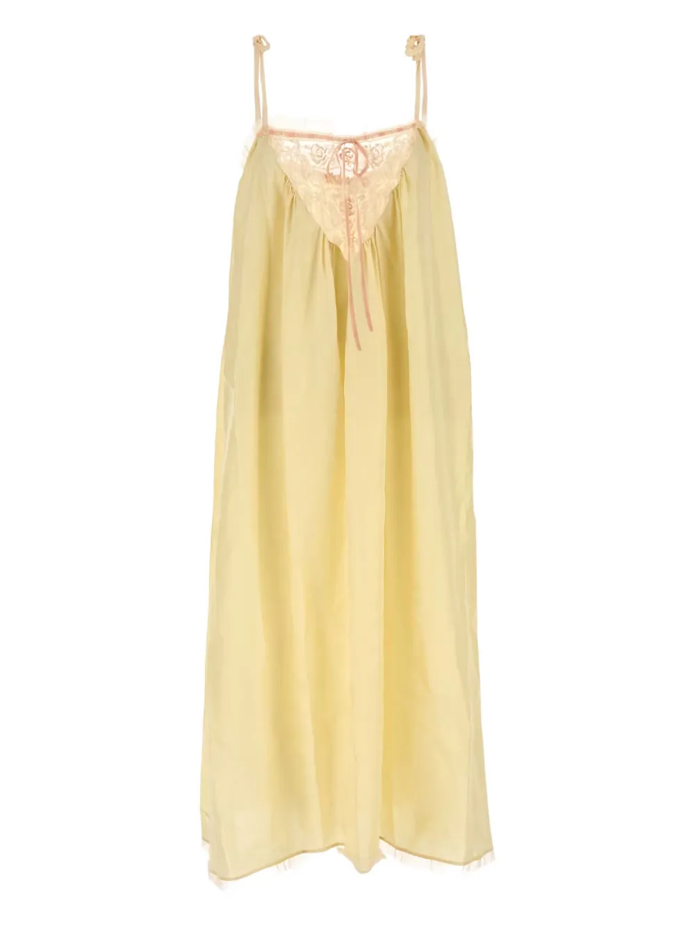 

Шелковое платье миди с кружевом CHLOÉ, желтый