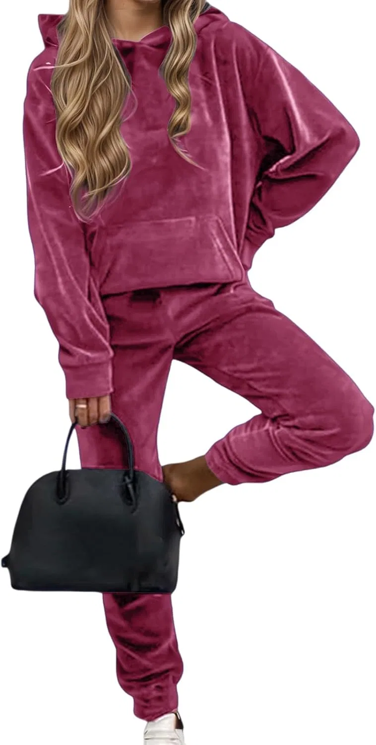 Спортивный костюм из велюра, Hot Pink — фото 2