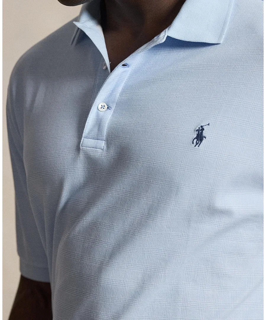 Мужская рубашка-поло с коротким рукавом больших размеров Polo Ralph Lauren, Small Glen/Pebble Blue — фото 3